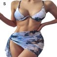 thumbnail image 3 of Wosthever Traje de baño de verano para mujer, traje de baño dividido de tres piezas con estampado teñido, traje de baño a la moda de viaje sin mangas, Type2 NO2 Wosthever OD021114-01, 3 of 6