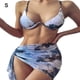 thumbnail image 5 of Greeniant Traje de baño de tres piezas para mujer, conjunto dividido estampado, traje de baño con tirantes, moda de vacaciones en la playa, traje de Deportes acuáticos Azul S Greeniant OD021114-01, 5 of 6