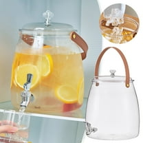 5L Plastic Beverage Dispenser Container with Stainless Steel Spigot and Handle, Leakproof Iced Juice Lemonade Drink Dispensers for Parties, Large Clear Punch Pitcher with Lid