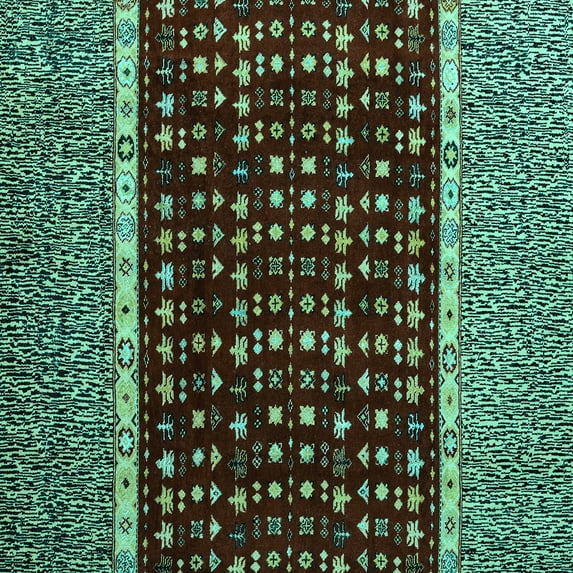 Ahgly Company Indoor Square Abstract Turquoise Blue Modern Area Rugs, 7' Square