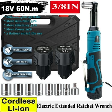 iMeshbean 18V Extended Cordless Ratchet Wrench 3/8" 45 ft-lbs (60 N.m) 450RPM 2 Battery