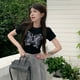 thumbnail image 3 of Camisetas para mujer, estampadas, vintage, brillantes, a la moda, para uso diario, sexys, dulces, de temperamento, de manga corta, para colegialas, ropa de calle sencilla, 3 of 6