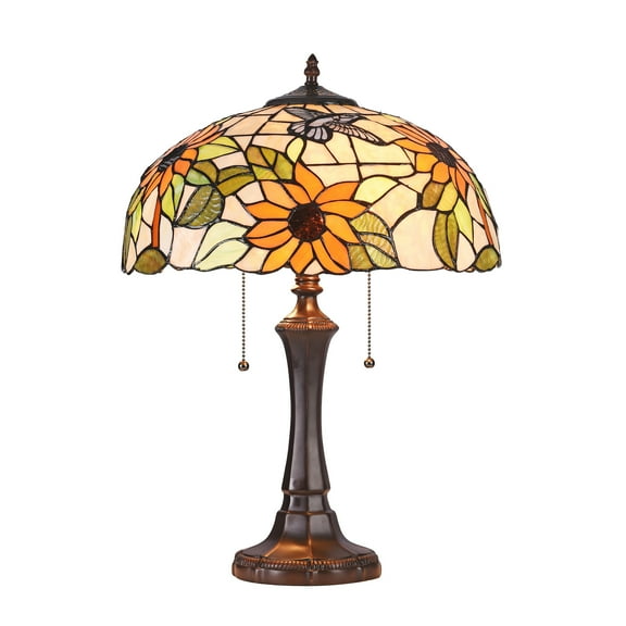 RADIANCE Goods Floral 2 Light Dark Bronze Table Lamp 16" Wide