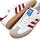 thumbnail image 3 of Size 9.5- Ad-id-as Men’s Samba OG Sneaker, White/Burgundy/Gum., 3 of 6