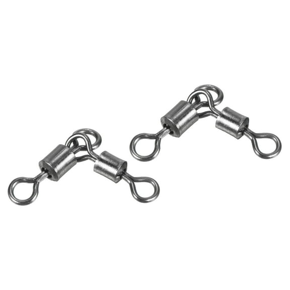 3 Way Swivel 84lb Copper Fishing Cross Line T Turn Terminal Tackle, Black 20 Pack