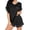 Black, variant on Ekouaer Pajamas Set for Women 2 Piece Short Sleeve Sleepwear Soft V Neck Tops and Shorts Pjs Lounge Set with Pocket