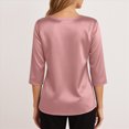 thumbnail image 5 of mgoYE Neck Tops for Women Trendy Draped Long Sleeve Velvet Top Elegant Fall Winter Tunic Shirt Casual Dressy Blouses(Pink,M), 5 of 8