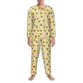 thumbnail image 3 of Yiaed Sunflowers Bee Print Men’s Pajamas Set - Long Sleeve Button Down Sleep Shirt and Pajama Bottoms Sleepwear Set Mens Pjs Sets Men's Pajama Bottoms-X-Large, 3 of 7