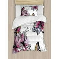 thumbnail image 3 of Floral Duvet Cover Set King Size, Flower Blooms Botany Bouquets with Colorful Butterflies Paintbrush Watercolor Print, Decorative 3 Piece Bedding Set with 2 Pillow Shams, Multicolor, by Ambesonne, 3 of 3