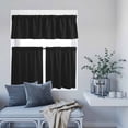 thumbnail image 6 of 3 Piece Kitchen Curtains and Valances Set Black Pure Color Cafe Curtains 24 Inch Length Aesthetics Contemporary Luxury Valance & Tier Curtain for Living Room Bedroom Small Window 54"x18"+27"x24"*2, 6 of 6