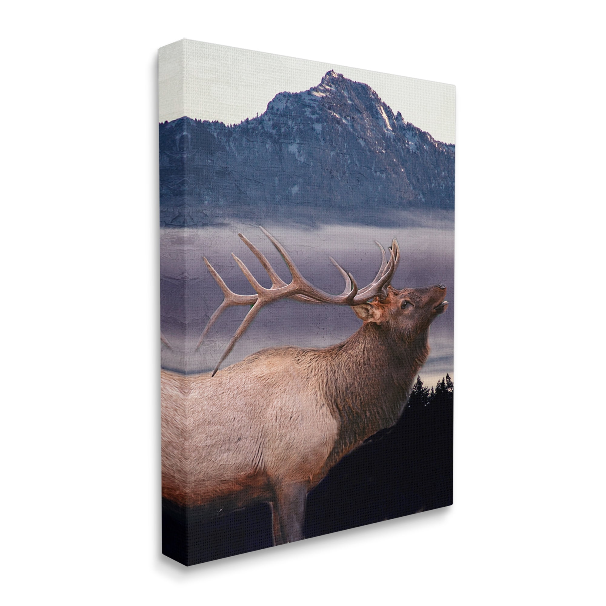 Stupell Industries Elk Mountain Landscape Animals & Insects Painting Gallery Wrapped Canvas Art Print Wall Art, 24 x 30