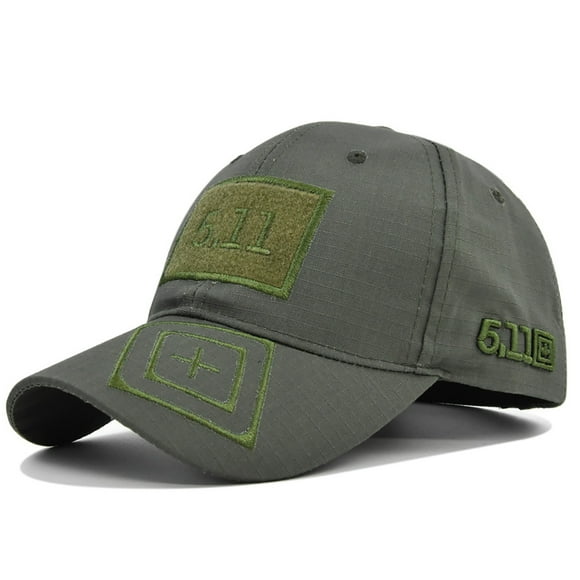 Baseball Cap Embroider Retro Adjustable Classic Military Patches Dad Cotton Hat for Sports Outdoor Jungle CE511‑5 ArmyGreen
