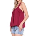 thumbnail image 4 of INSPIRE CHIC Casual Sleeveless Top for Women's Square Neck Panel Lace Ruffles Tank Tops XL Dark Red, 4 of 6