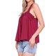 thumbnail image 4 of INSPIRAR CHIC Top de tanque para mujer con panel de encaje, cuello cuadrado, volantes, sin mangas, color rojo oscuro, XL, 4 of 6
