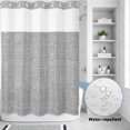 thumbnail image 3 of No Hook Shower Curtain, Grey Shower Curtains for Bathroom with See Through Top Window, Farmhouse Vintage Gray Solid Color Modern Waterproof & Washable Bath Curtain Extra Long 72"x96", 3 of 9