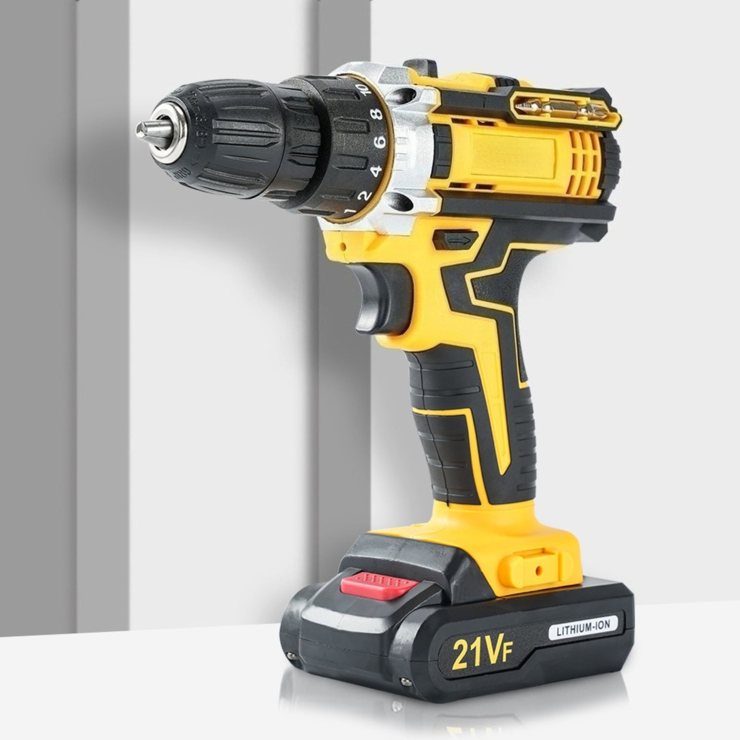 Cordless Drill&Impact Driver Combo-21V Lithium-Ion Rechargeable Multi-Function Hammer Drill with Electric Screwdriver, Pistol Grip Design for Home DIY Projects