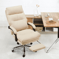 thumbnail image 2 of HOMREST Executive Office Chair, PU Leather Reclining Office Chair with USB and Massage, Heated Office Chair with Footrest, Ergonomic Chairs for Home Office, College Dorm, Beige, 2 of 9