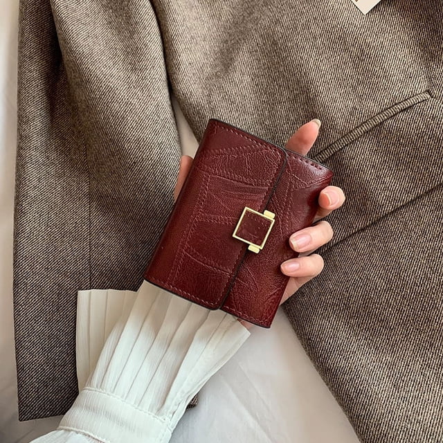 Cartera corta para mujer, tarjetero de moda retro europeo y americano, tarjetero, billetera, mini monedero de moda personalizado