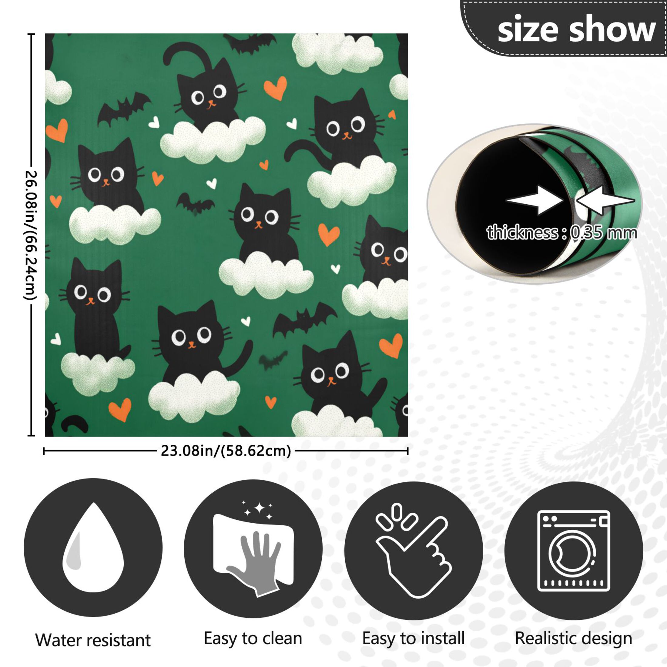 Dishwasher Magnetic Refrigerator Magnet Cover Sticker Home Decorative 23"x26" Black Cats and Bats