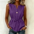 thumbnail image 6 of cocolona Womens Summer Tank Tops Crew Neck Sleeveless Ruffle Asymmetrical Hem Shirts Trendy Casual Solid Color Blouses, 6 of 6