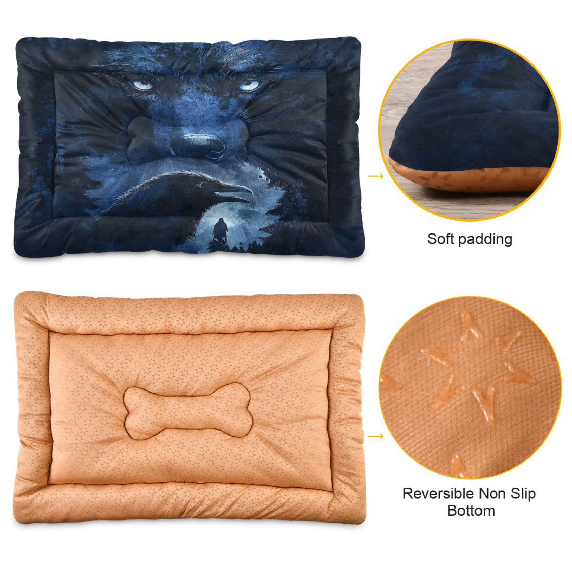 Qxltty Raven Wolf in The Moonlight Ped Pad Wear-resistant and Hard to Bite Through Sleeping Pad for Small Medium Large Dogs Winter Pet Bed 36×24in