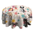 thumbnail image 4 of Dogs with Party Hats and Flowers Round Tablecloth 60"x60",Wrinkle Wipeable Table Cloth for Kitchen Dining Room Picnic Patio Party, 4 of 6