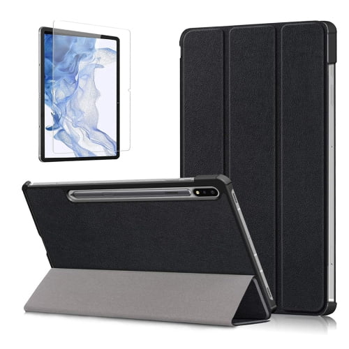 SuperShield Folio Case for Samsung Galaxy Tab S8 2022/Tab S7 2020 11 inch (Model SM-X700/X706/T870/T875/T876) Case with Screen Protector Stand Back Cover Auto Wake/Sleep - Black