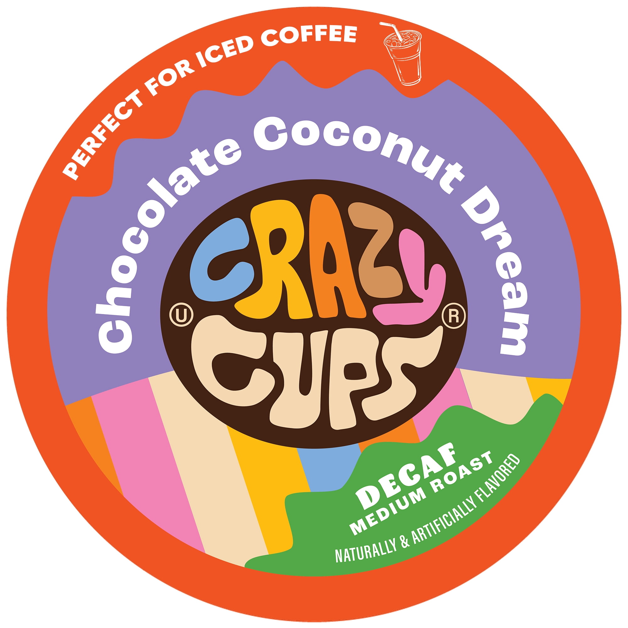 Crazy Cups Decaf Chocolate Coconut Dream Coffee Pods, Medium Roast, 22 Count For Keurig K-Cup Machines