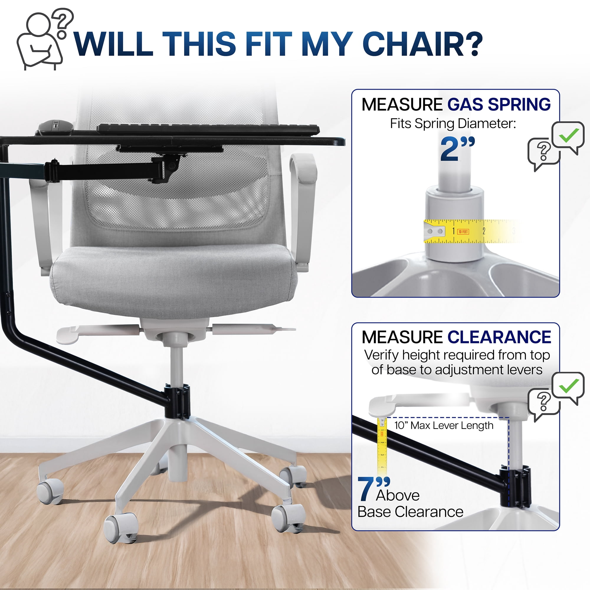 VIVO Office Chair Mounted 26 x 12 inch Full Motion Keyboard and Mouse Tray