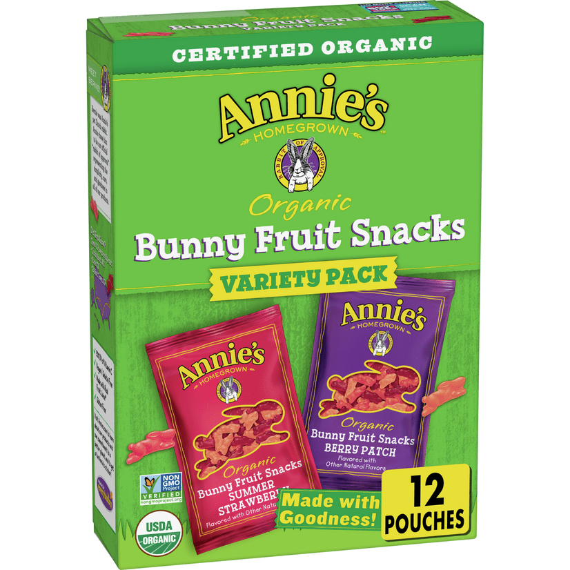 Annie's Organic Bunny Fruit Snacks, Variety Pack, Gluten Free, 12 ct, 9