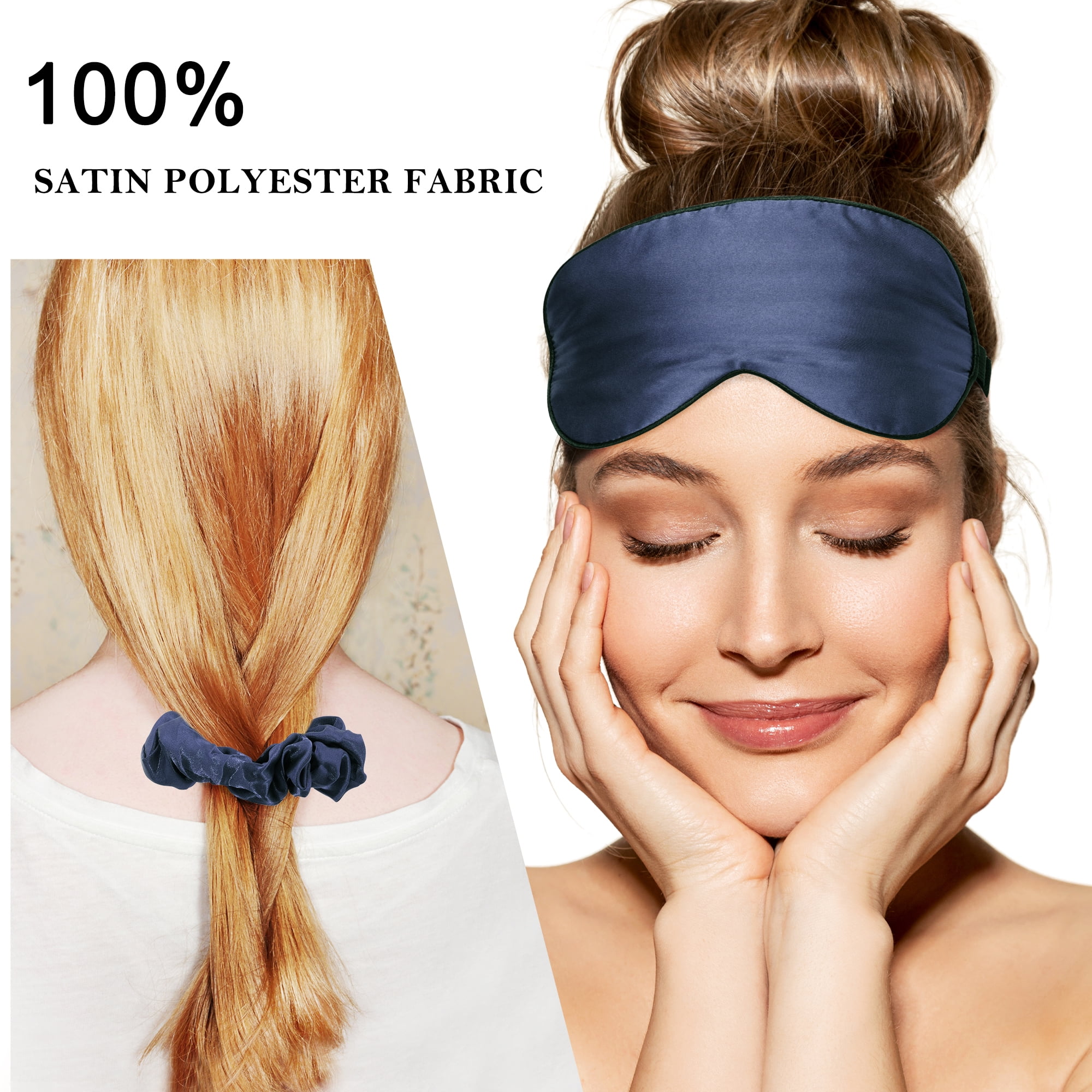 Unique Bargains Durable Soft Zippered Closure Set of 2 Satin Pillowcase Navy Blue Standard(20"x26")