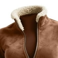 thumbnail image 6 of 1/4 Zip Pullover Womens Winter Faux Suede Patchwork Sweater Tops Pocket Fuzzy Fleece Lapel Stand Collar Sweatshirt (L, Brown), 6 of 6