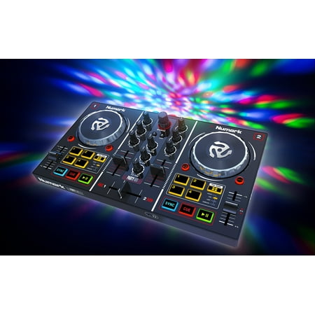 Numark Party Mix | Starter DJ Controller with Built-In Sound Card & Light Show, and Virtual DJ LE Software Download