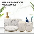 thumbnail image 4 of Bathroom Accessories Set, 5 Pieces Bath Ensemble, Bath Set Collection Marble Pattern Soap Dispenser Pump, Toothbrush Holder, Soap Dish, 4 of 8