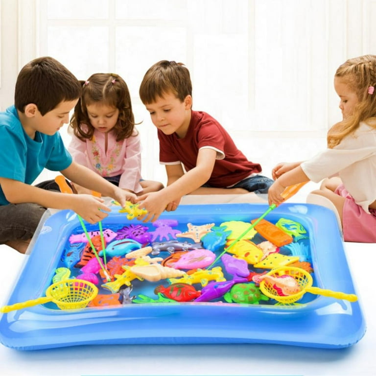 Kids Magnetic Fishing Game Toy Set with Fishing Pole,Toddler Pool