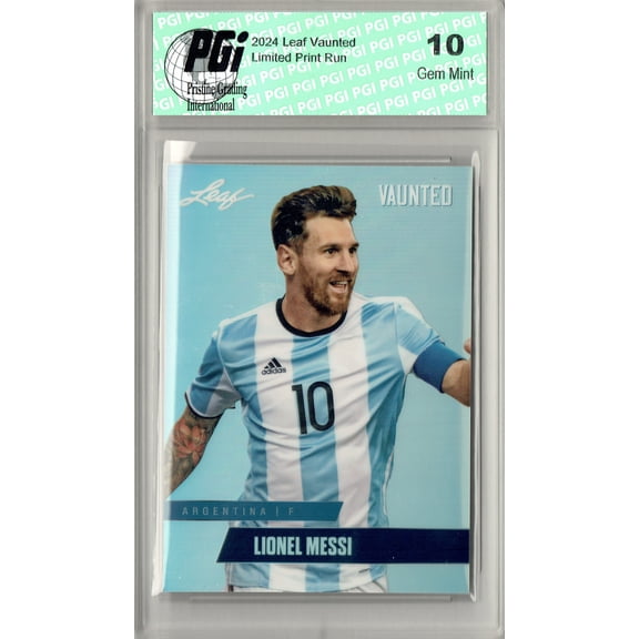 Lionel Messi 2024 Leaf Vaunted Metal #VM-11 Silver 25 Made Rare Trading Card PGI 10