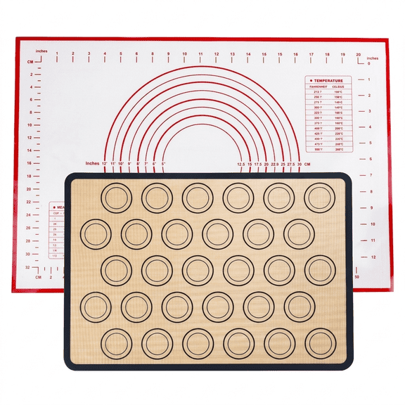 ROSEXIXI 2Pcs Silicone Baking Mat Non-Stick Pastry Sheet 15.7x23.6 Inch & 16.5x11.6 Inch Dough Rolling Mat