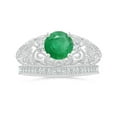 thumbnail image 4 of Angara Natural 1.2 Ct. Emerald with Diamond Vintage Inspired Ring in 14K White Gold for Women (Ring Size: 3.5), 4 of 10