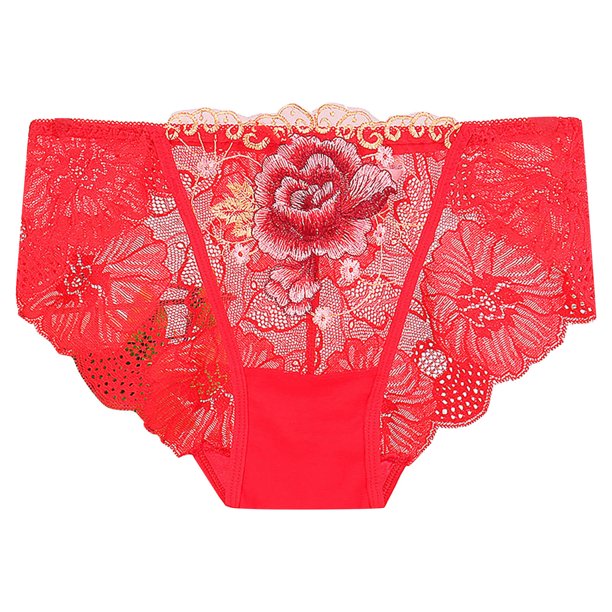 Gibobby Calzoncillos para mujeres sexy Lencería sexy para mujer Tanga abierta de encaje Bragas G Pantalones Pijama de lencería(Rojo,M)
