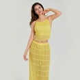 thumbnail image 5 of Women Sexy Two Piece Outfits Long Skirt Set Y2k Fairy Ruched Sleeveless Halter Crop Cami Tops and Maxi Skirt Summer Beachwear, 5 of 7