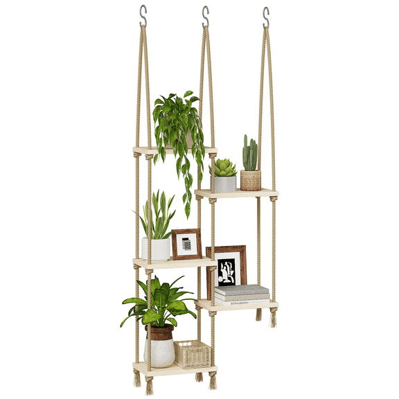 Bamworld Window Plant Plant Shelf Boho Window Shelf for Plants Plant Hanger Hanging Planters for Indoor Plants Living Room Decor Garden Boho Decor