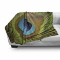 thumbnail image 3 of Peacock Soft Flannel Fleece Throw Blanket, Bird Feather Eye Shape Close up Picture Exotic Wildlife Themed, Cozy Plush for Indoor and Outdoor Use, 70" x 90", Green Teal Mustard, by Ambesonne, 3 of 6