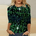 thumbnail image 4 of Women's Sequin Print Tunic Tops 3/4 Sleeve Round Neck Relax Fit Shirts Party Disco Clubwear Tees 2025, 4 of 4