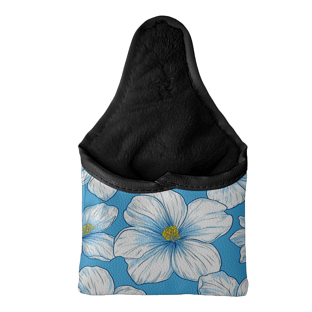 Golf Mallet Putter Cover Premium Leather Golf Putter Head Cover with Magnetic Closure Golf Cover for Men and Women White Lily