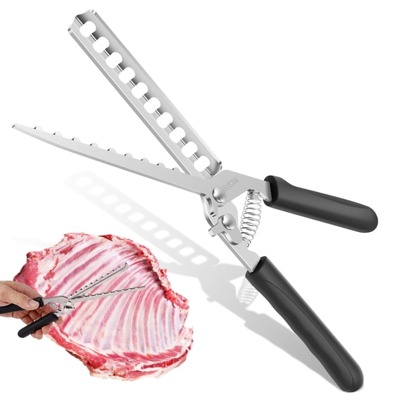 Stainless Steel Rib Membrane Remover Tool Kit Curved Blade Bbq Rib Skinner for Trimming Fat Loosening Skin for Poultry Beef Ergonomic Handle Grilling Accessories Dishwasher Safe,Black