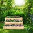 Costway 3 Tier Wooden Raised Elevated Garden Bed Planter Kit Outdoor Grow Herb Flower Vegetables