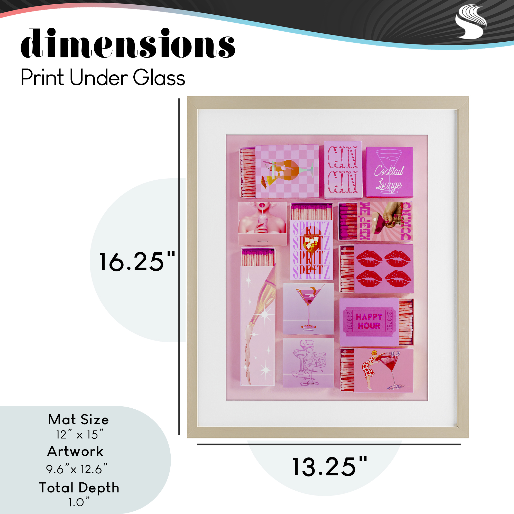 Feminine Glam Matches Birch Framed Print Under Glass, design by Lil' Rue