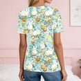 thumbnail image 7 of Womens Easter Tops Short Sleeve Bunny Eggs Printed V-Neck T-Shirts Holiday Outfits Loose Fit Trendy Tee Soft Family Gifts Y2k Tunic Tops, #01 Yellow, 3XL, 7 of 7