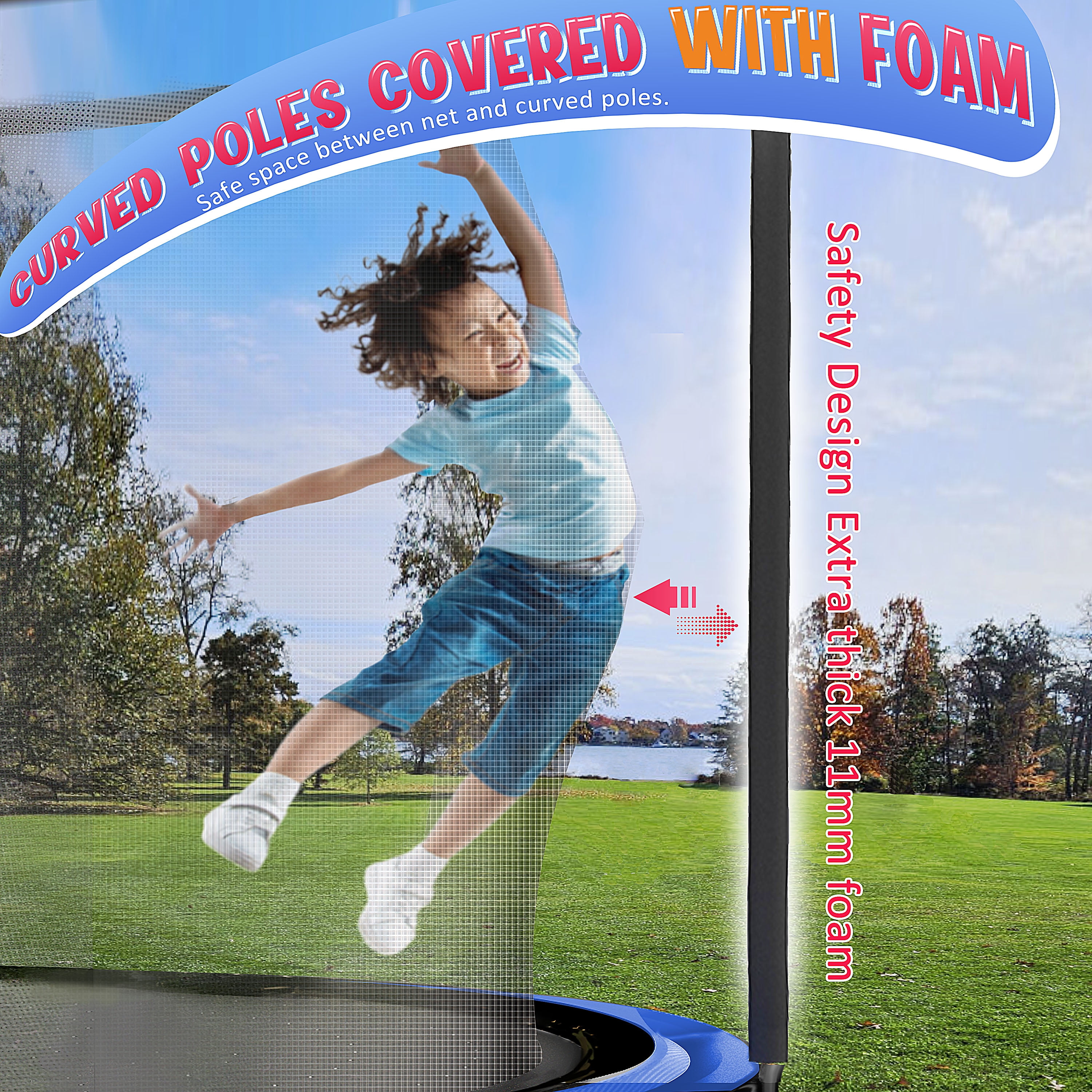Famispick 990LBS 12FT Trampoline for Kids Adults with Safety Enclosure Net and Ladder,ASTM Test Approved Outdoor Heavy-Duty Trampoline