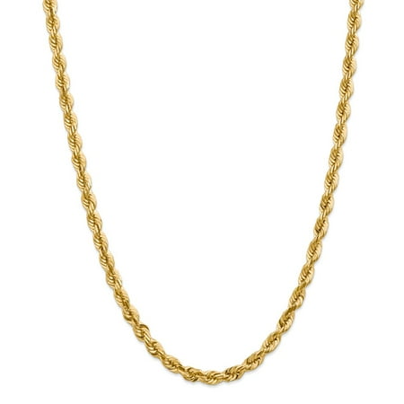 - Solid 14k Yellow Gold Big Heavy 5.5mm Diamond-Cut Rope with Lobster Clasp Chain Necklace 16